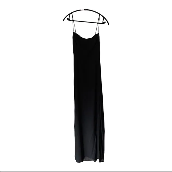 Reformation Black Keys Maxi Dress with Spaghetti Strap Square Neck and‎ Leg Slit - Image 3