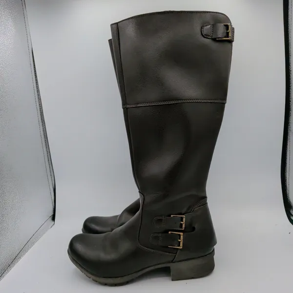 Clarks‎ Riddle Phrase Womens 9 Brown Knee High Riding Boots Buckle Zip 26113540 - Image 2