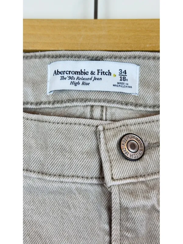 Abercrombie & Fitch 90s Relaxed NWTJeans High Rise Gray Size 34 18R Straight Leg - Image 7