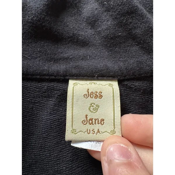 Jess & Jane Women Size L Jacket Hoodie Black Zip Wine Rhinestones 100%‎ Cotton - Image 3