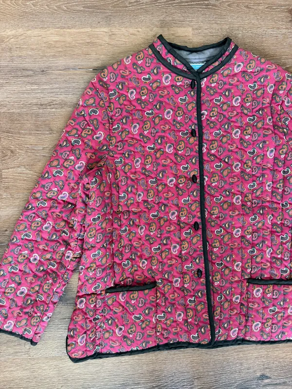 Vintage Pink Paisley Quilted Coat - Image 3