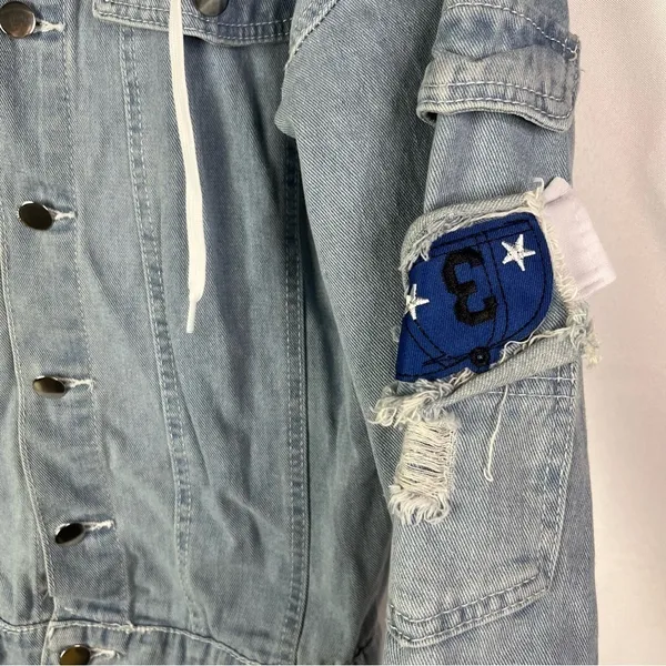 Boutique Light Blue Distressed Denim Spiderman Graphic‎ S - Image 5
