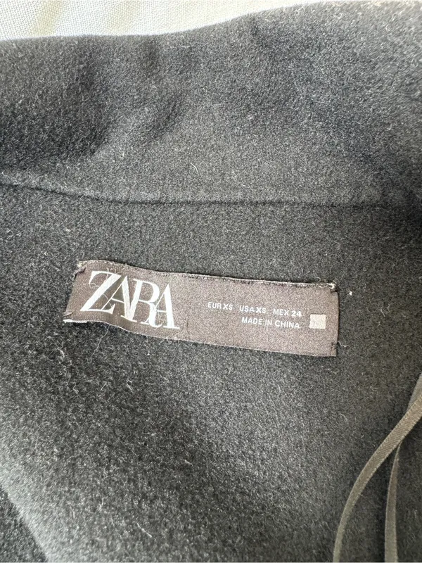 Zara Black Wool Collared Coat - Image 6