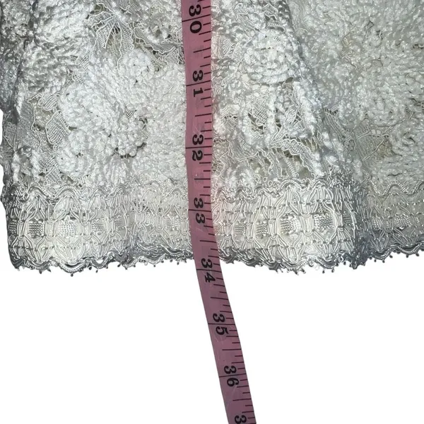 Alexis Linzi Ivory Lace Ruffle Mini Dress L Bridal Shower Bachelorette - Image 13