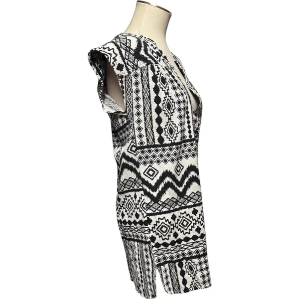 Madewell 100% Cotton Sleeveless Tunic Top Black Tribal Print Small - Image 5