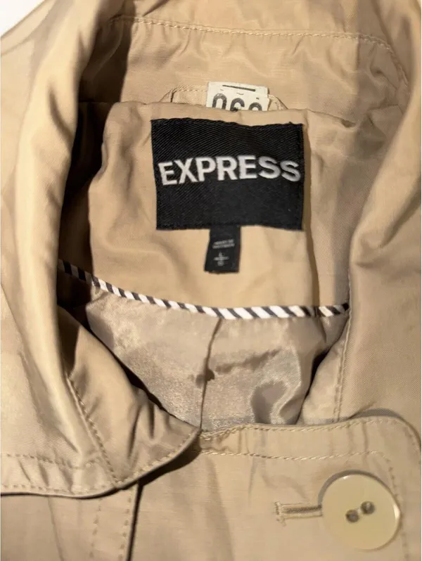 Size Large Women’s Express Trench Coat Beige Khaki Color Jacket - Image 2