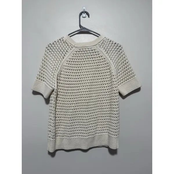Varley Alva Knit Short Sleeve Sweater in Egret Size Medium - Image 7