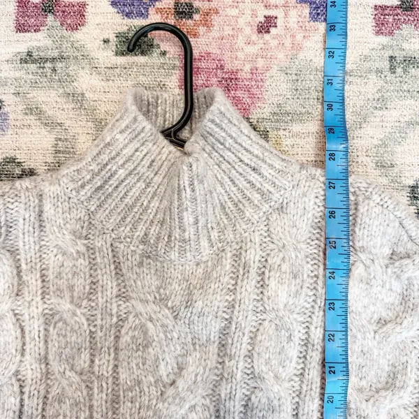 American Eagle Chunky Cable Knit Sweater XS Fisherman Heritage Thick Gray - Image 5