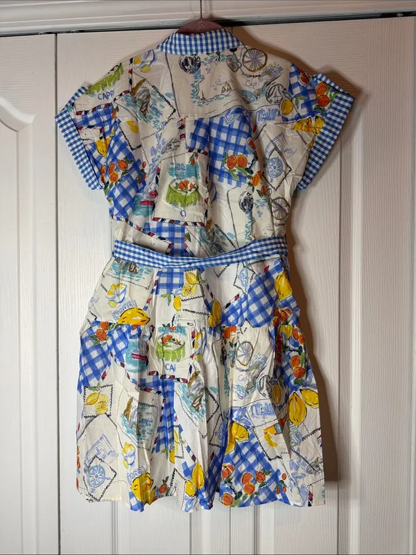 entro Blue & Yellow Capri Print Gingham Shirt Boutique Dress - Image 10