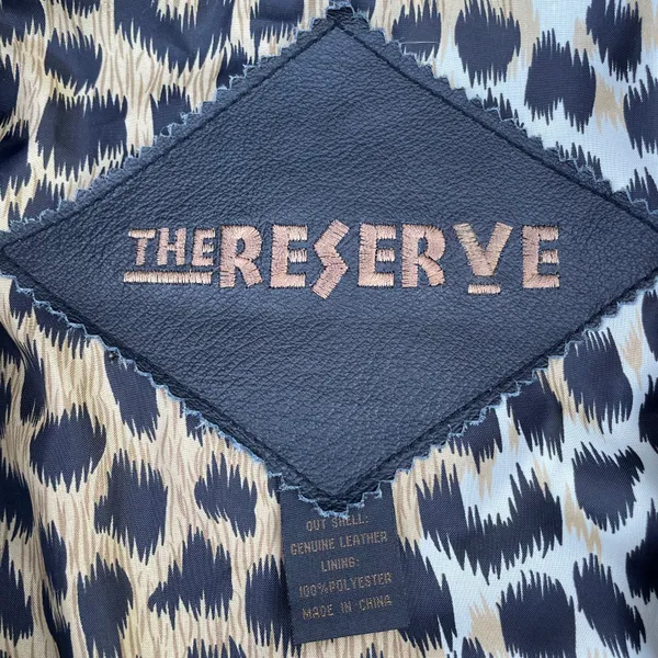Vintage The Reserve Black Leather Leopard Bomber Jacket Size XL - Image 7