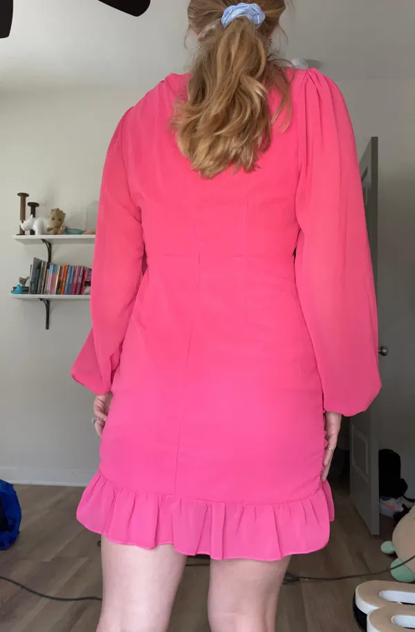 Pink Ruffle Mini Dress Size M - Image 3