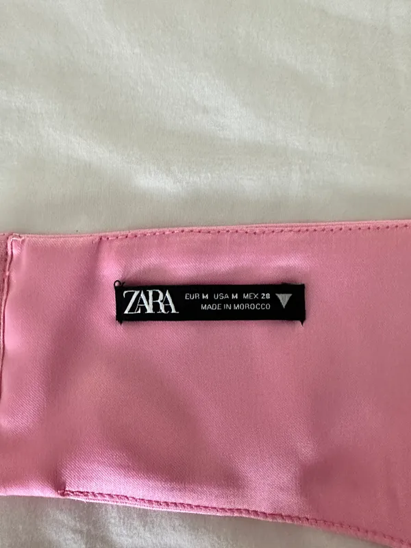 Zara Pink Satin Effect Cut Out Dress - Image 5
