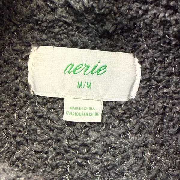 Aerie Womens Quarter Zip Sherpa Pullover Sweater‎ Charcoal Gray Medium JY442VK - Image 2