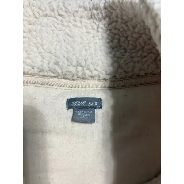 Aerie Fleece Pullover Sherpa Women's XL Cream Cozy Soft Quarter Snap - Image 4