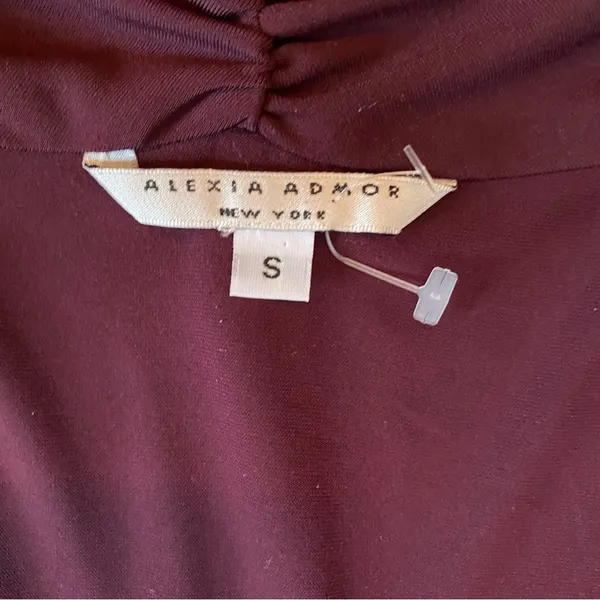 Alexia Admor Burgundy Cowl Neck Cap Sleeve A-Line Dress Small - Image 3