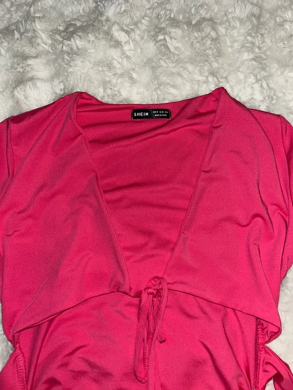 Pink Tied Cutout Wrap Hem Short Dress  - Image 11