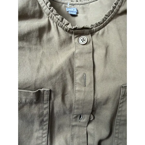 Aerie Womens XL Utility Jumpsuit‎ Olive Green Button Front Cotton Twill Jogger - Image 6