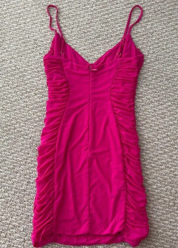 American Threads Hot Pink Ruched Mini Dress - Image 10