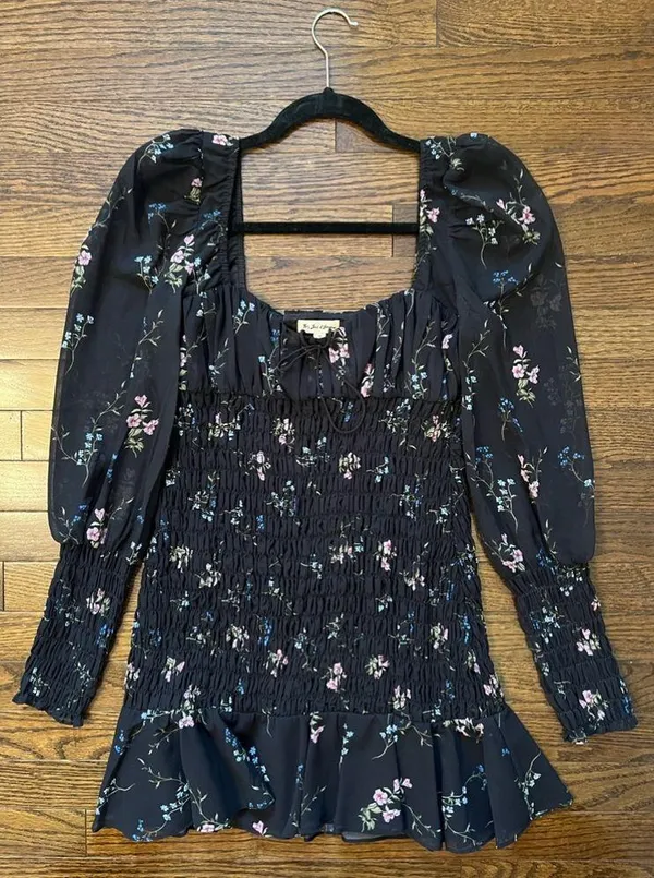 For Love and Lemons Dixon Mini Dress Black Floral - Image 3