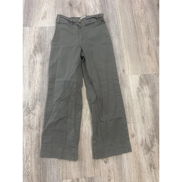 Marine Layer Bridget Crop Pant AOlive Green High Rise Wide Leg Size 4‎ - Image 2