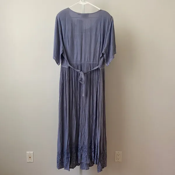 Style In Fashion Boho Beachy Relaxed Lagenlook Embroidered Maxi Dress Plus Blue - Image 7