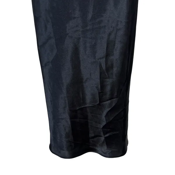Bebe Cowl Neck Solid Satin Slip Midi Nightgown Black Y2K Minimalist Slit Size S - Image 3