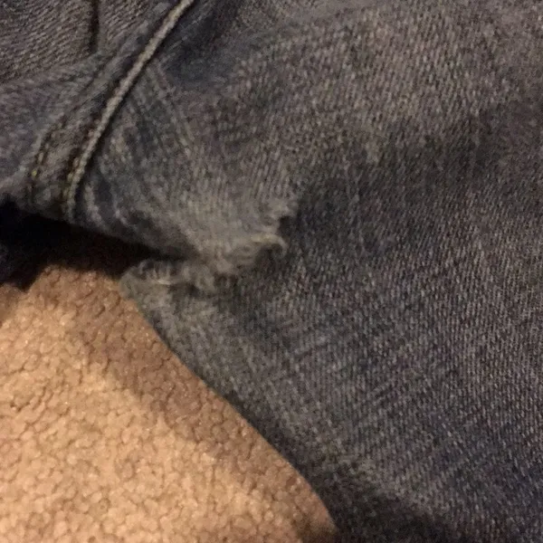 7 For All Mankind Distressed Blue Boot Cut Jeans - Image 6
