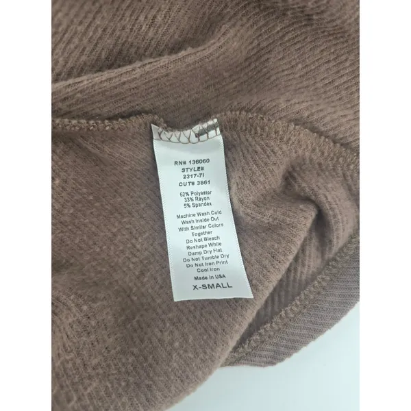 Project Social T Tunic Womens XS Brown Ribbed 3/4 Sleeve Babydoll Top‎ 2317-71 - Image 4