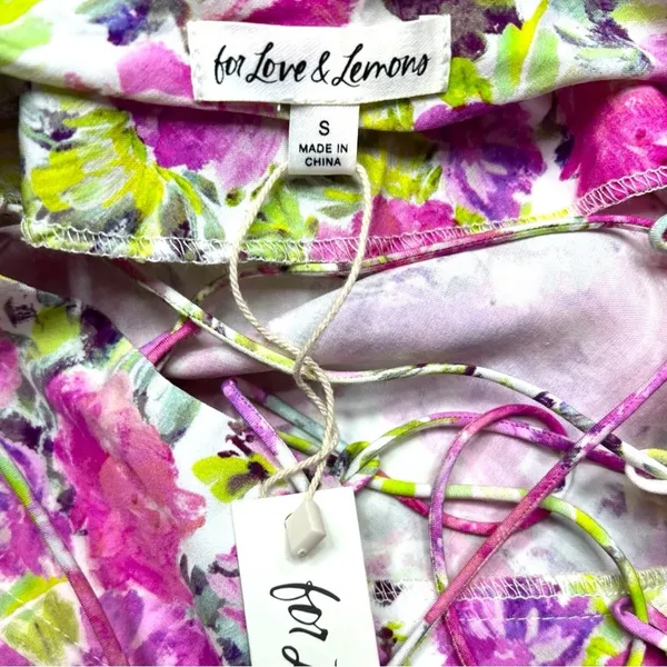 For Love and Lemons Paulina Pink Floral Mini Dress Size Small NWT - Image 6