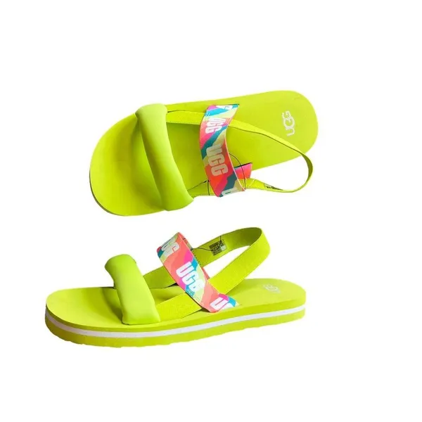 NEW UGG Zuma Sling Slides Rainbow Lime Green - Image 6