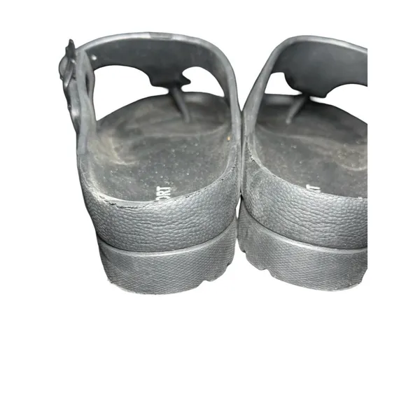 Black Thong Sandals Womens Size 7 Platform Flip Flop Buckle Comfort Slides - Image 7