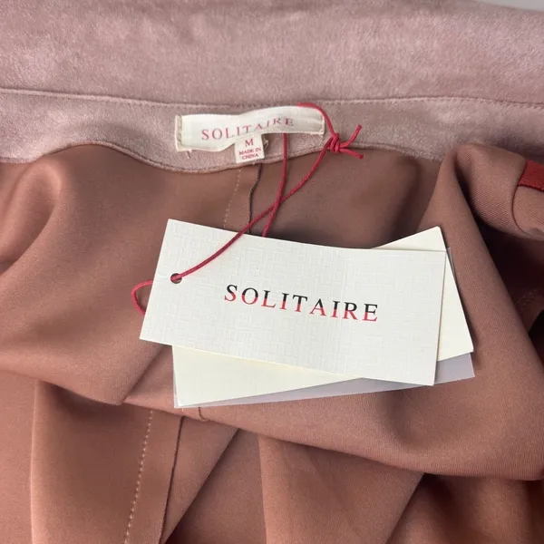 NWT Solitaire Faux Suede Trench Coat Boho Peach Rust Orange Duster Belted Size M - Image 6