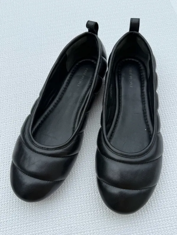 Free People Leather Slip On Ballet Flats Black Women’s Size 10 Round Toe - Image 2