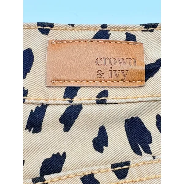 Crown & Ivy Cheetah Print High Rise Skinny Jeans‎ Size 6R Tan Black Ankle Pants - Image 10