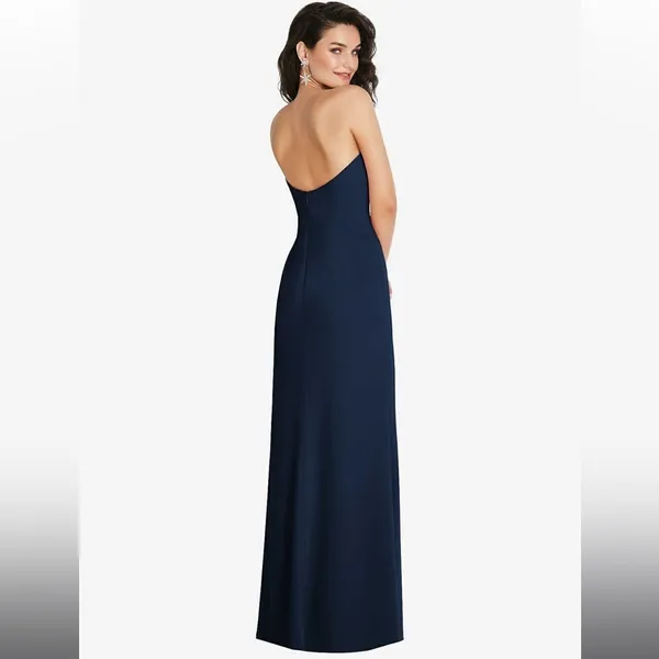 Dessy Collection Navy Blue Strapless Gown - Image 2