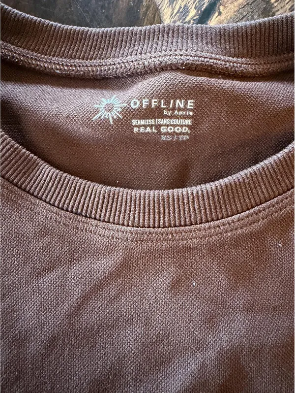 Offline by Aerie Brown Cropped Short Sleeve T-Shirt - Image 2