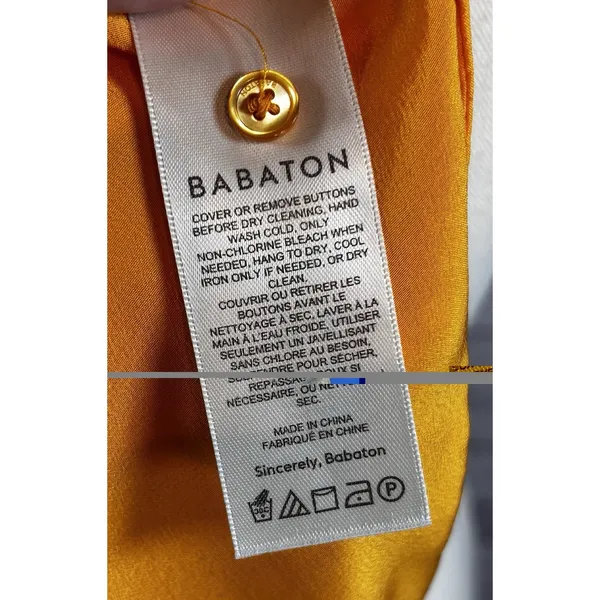 Babaton Aritzia 100% Silk Orange Button Down Blouse Women’s Size Small - Image 7
