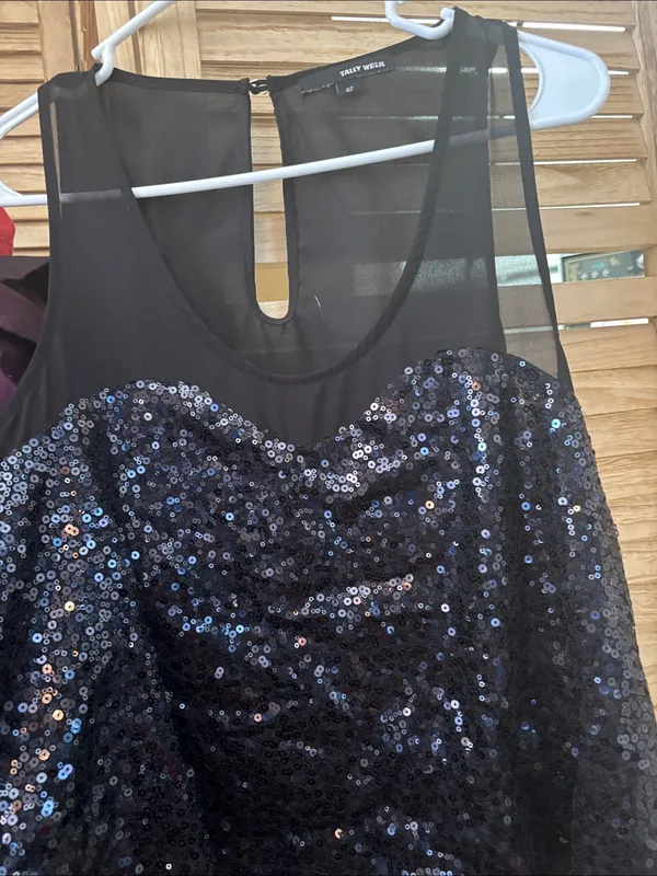Tally Weijl Black Sequin Overlay Sleeveless Top 42/12 - Image 2