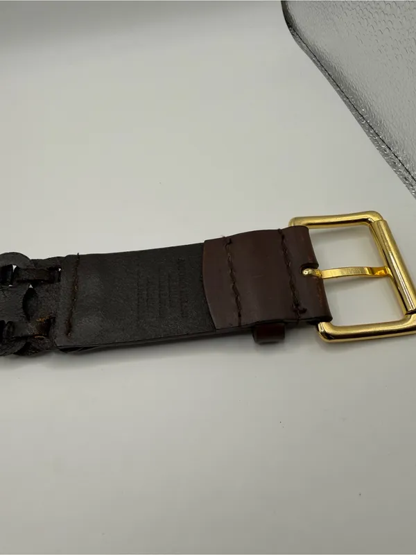 Antonio Melani ladies genuine leather braided boho belt size medium gold buckle - Image 11