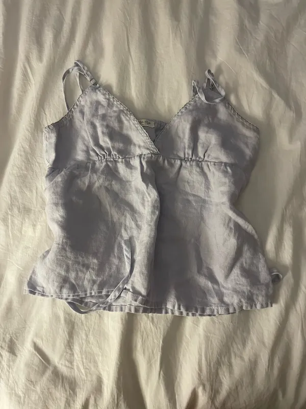 Brandy Melville Top Blue Linen - Image 2