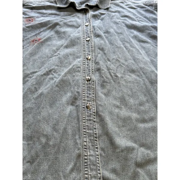 Out of the Blue J. Jill Denim Embroidered Button Down Shirt Women Sz XL Cotton - Image 5