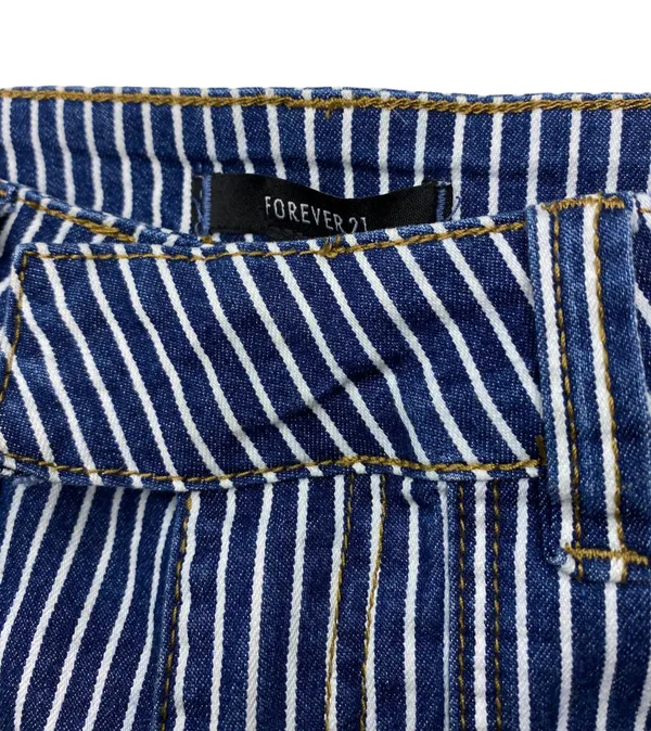 Forever 21 Striped Denim Crop Top and Wide Leg Jean 2 Piece Set Size Small - Image 9