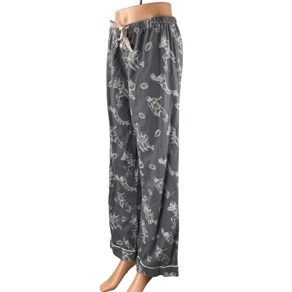 P.J. Salvage Game Day Gray Football Graphic Flannel Sleepwear Pajama Pants Sz S - Image 2