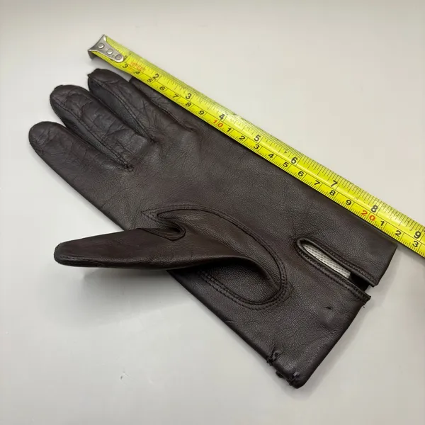 American Vintage VTG Leather Gloves Sz 7 Brown Knit Fabric‎ Lined Unbranded Braided Embellished - Image 7
