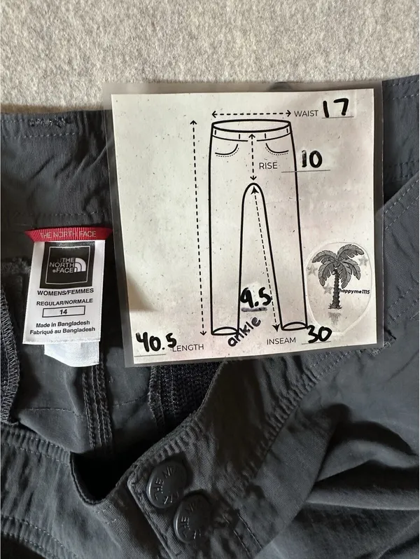 The North Face Women’s 14 Reg Convertible Hiking Pants Gray Zip Off Nylon - Image 4