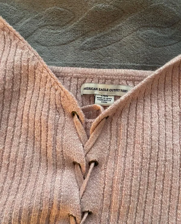American Eagle soft knit lace up front Tank - Image 2