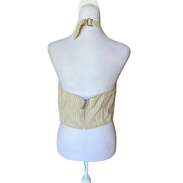 Revolve Superdown Rudy Halter Top Beige White Striped Womens Medium NEW With Tag - Image 4
