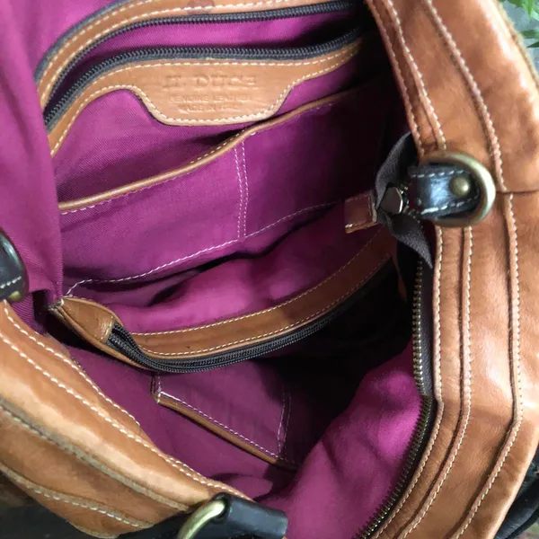 IL DUCA Italy Brown Leather Hobo Shoulder Hand Bag Purse Large Tote Carry All Cognac - Image 3