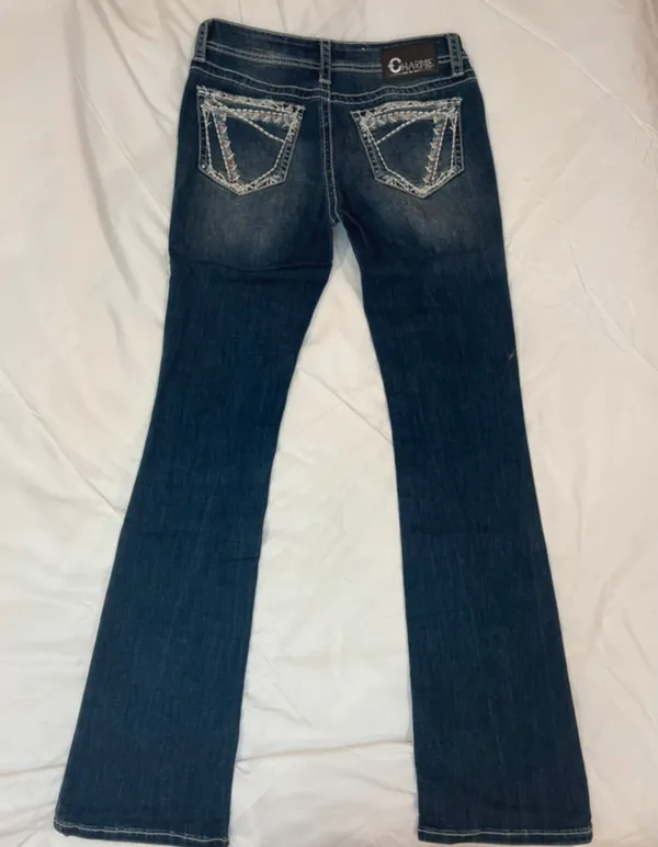 Charme Y2K Embellished Dark Wash Bootcut Jeans Size 27 - Image 3