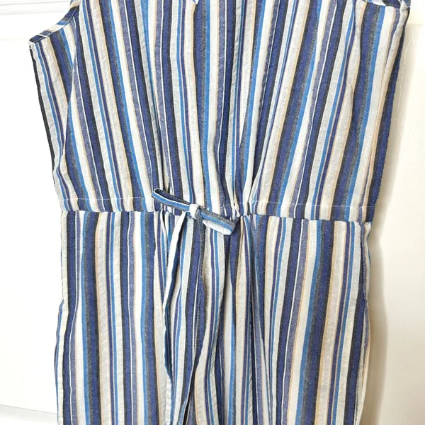 DREW Striped Jumpsuit Medium V Neck Sleeveless Wide Leg‎ Drawstring - Image 3